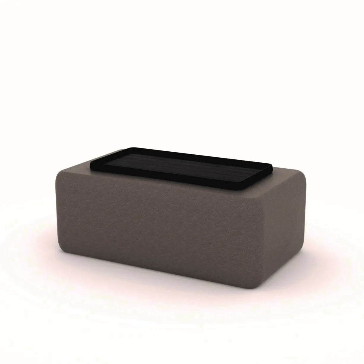 Canoe pouf with tray
