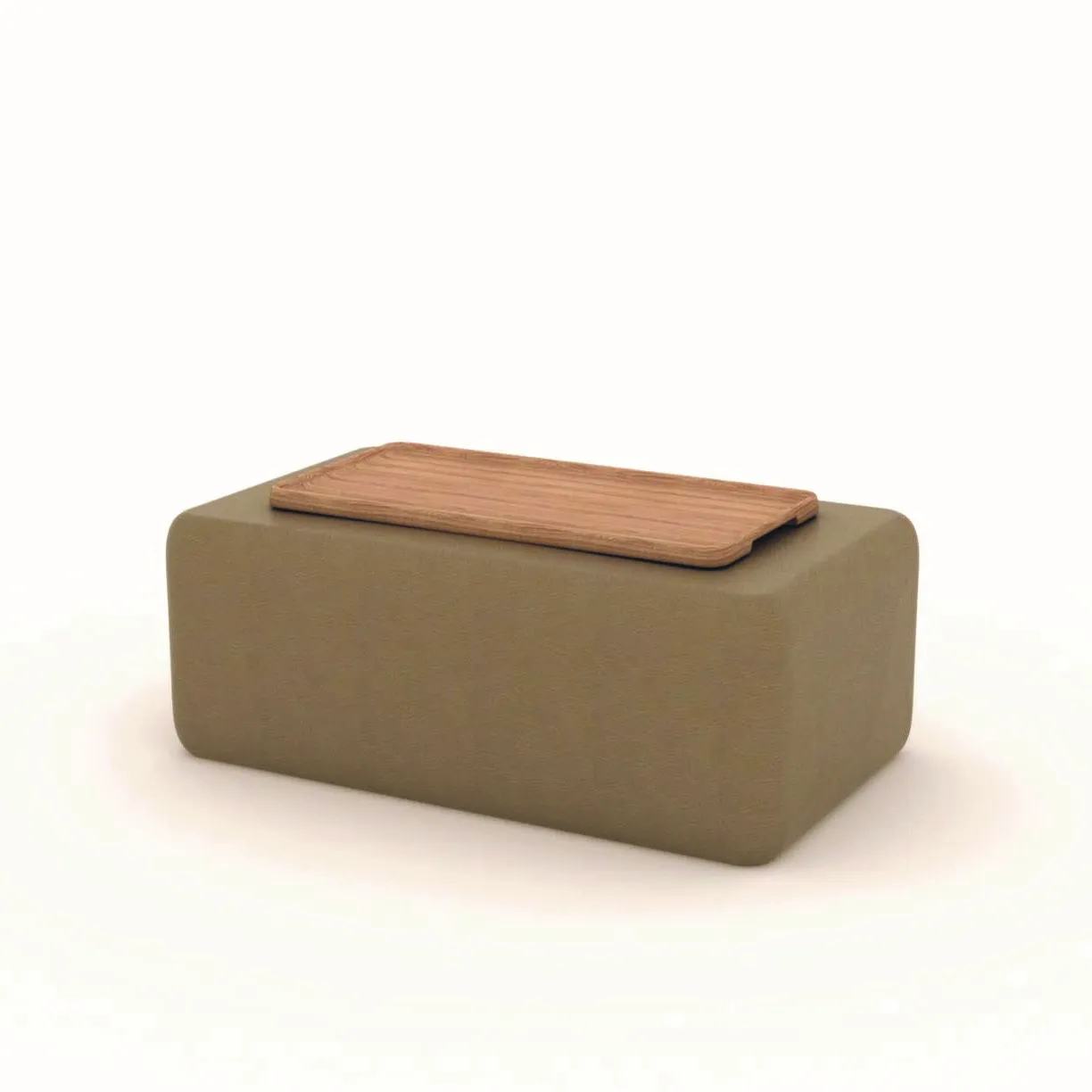 Canoe pouf with tray